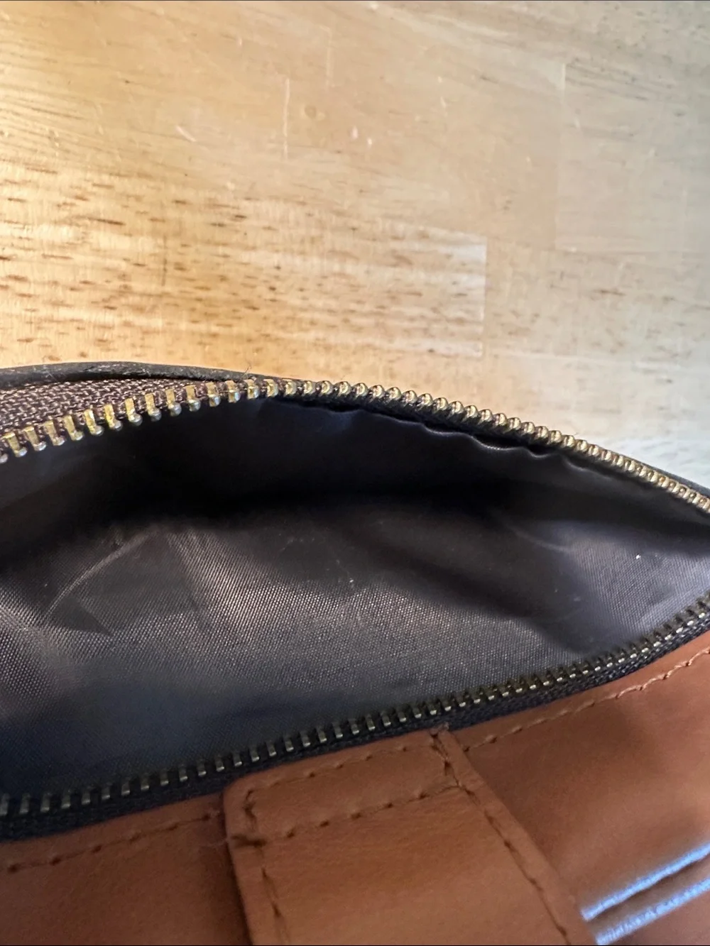 Patricia Nash Cognac Brown Leather Wristlet Wallet with Brass Accent